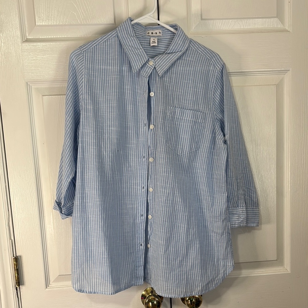 DASH 100% Cotton Blue Striped Shirt Sz Medium New with Tags